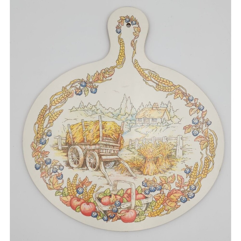 VTG Cloverleaf Melamine Chopping Board Harvest Cart Pumpkins Scene  NWT